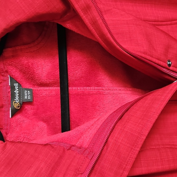 2/$20 Cloudveil - Red Lined Rain Jacket With Removable Hood - Size XS - Picture 2 of 5